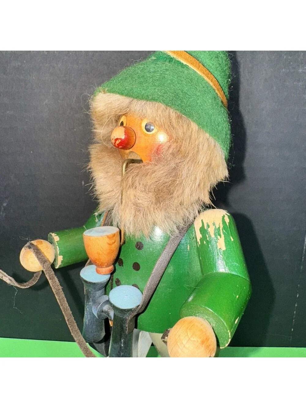 Vintage Steinbach Volkskunst Smoker Figurine Hunter West Germany 9.5” Wood